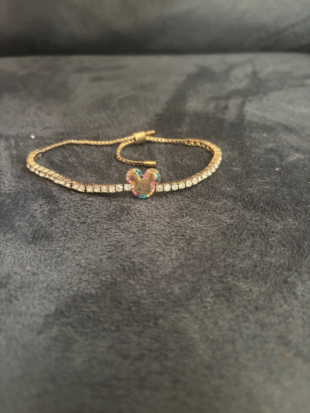 BaubleBar Gold Crystal Bracelet with Multicolor Charm Accent